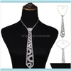 Necklaces & Pendants Jewelryrhinestone Tie Glitter Faux Crystal Neck Luxury Diamond Jewelry Necklace Collar Necktie Neckwear Chains Drop Del