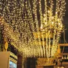 4/6/12M Ghiacciolo Luci Della Stringa Di Natale Fata Luce Decorazione Esterna Caduta 0.6m Led Tenda Anno Festa di Nozze Ghirlanda lampada 211122