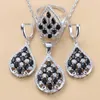 Set di gioielli in argento colore zircone nero costume stile punk per set di collane e orecchini da donna H1022
