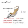 SOPHITINA Thin Heels Sexy Women Shoes Summer Stylish Party Pointed Toe Genuine Leather Slingback Silver Modern Sandals FO285 210513