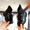 Kids Knit Ankle Patent Leather Shoes Slip-on Girl Pearl Bowknot Boots Child School Uniform Dress Thick Bottom British Shoe 26-36 YY5115