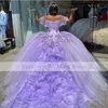 2021 Lavender Puffy Ball Gown Quinceanera Dresses Appliques Lace Sweet 16 Dress XV Vestido De 15 Anos Quinceanera