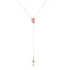 Pendant Necklaces High Quality Vintage Gold/Rose Gold Christian Cross Bohemia Religious Rosary Necklace For Women Charm Jewelry Gifts