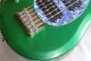 Verde metálico 6 cordas de mão esquerda guitarra elétrica do corpo elétrico com hardware cromado, pickups ativos, captadores HH, podem ser personalizados