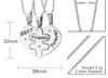 ステンレススチールセットの3ピースハートパズルペンダントネックレス良い友達永遠の友情シルバーゴールド