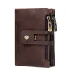 HBP contatti famiglia Moda europea e americana Portafogli corti doppia cerniera fibbia borsa da uomo retrò Crazy Horse Leather Borsa da uomo casual zero wallet counter box