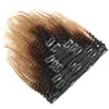 인간 머리 확장에 브라질 클립 4A Afro Kinky Curly Bundles T1B/4/27 흑인 여성을위한 Ombre 색상 8pcs 120g/set