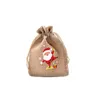 Linen Christmas drawstring Gift bag Jewelry Pouches bags mix color