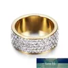 5 rangées de bijoux en cristal en gros couleur or anneaux de mariage en acier inoxydable prix usine conception experte qualité dernier style statut d'origine