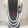 Beyou handgjorda smycken grekiska bokstäver sorority zpb multilayer long pearl accsori zob zeta phi beta Pearl Necklace9507573