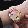 Hip Hop Full 1Row Iced Out Fashion Luxury Date Quartz Wrist Watches Stainless Steel Watch For Women Men Jewelry Gift