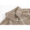 Plus Größe Frauen Plaid Bluse Oversize Herbst Lange Hülse Drehen-unten Kragen Button Up Casual Vintage Shirt Weibliche Tops streetwear 210417