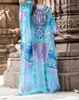 Bohemian Gedrukt Vrouwen Caftan Beach Jurk Badpak Cover Up Summer Tuniek voor Vrouw Beachwear Robe de Plage Kaftan # Q741 210420