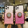 Square Gradient Glitter Cases For iPhone 13 12 Pro Max 11 XR XS 7 8 Plus SE2020 Samsung S21 FE Ultra A52 A51 A71 A72 A22 Bracket Phone Case