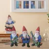 Decorações de jardim feliz gnomos miniatura dançando celebração musical gnomo figurinhas definir estátuas de resina figuras de anão de fada de artesanato superar