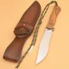 Special Offer Survival Straight Knife 8Cr13Mov Satin Blade Full Tang Wenge Handle Fixed Blades Knives With Leather Sheath