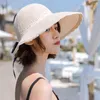 Sommar kvinnlig sol hattar stor rand klassisk bowknot vikbar mode strå avslappnad utomhus strand keps för kvinnor UV skyddad kvinna G220301