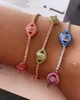 Buntes, modisches, türkisches Glücksbringer-Armband mit bösem Blick, Neon-Emaille-Augen, Sommerschmuck