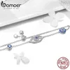 BAMOER 100% 925 Blue Eyes Link Bracelets pour femme Bijoux en argent sterling Making Gift SCB089
