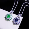 Orecchini collana squisita 925 sterling argento gioielli set gemstone smeraldo anelli belle donne Treasure
