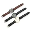 Relojes de pulsera de tendencia para hombres Aleación de Moda Gran Dial Ejército Militar Militar Calendario Tres Ojos Cinturón de Cuero Reloj Hombre
