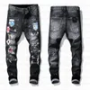 21SS Verkoop heren designer jeans noodlijdende gescheurde slanke fit motorfiets biker denim voor heren mode mans zwarte broek256y