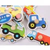 Puzzle con lettere per veicoli in legno per bambini