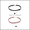 Chokers Necklaces & Pendants Jewelry Black Red Knotted Veet Choker Necklace Woman Collar Party Neck Aessories Heart Pendant Chain Drop Deliv