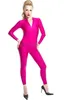 Pink Lycra Spandex Catsuit Costume Cerniera frontale Unisex Sexy Body Yoga Costumi Outfit No Head Hand Foot Halloween Party Fancy 222W