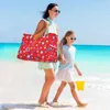 Shopping ring, women's multicolor nylon handbag, fashionable beach bag, July 4 red and blue stars, handbag 220310