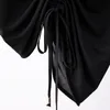 【解帯】ハーフボディスカート2本セット新しい片側サスペンダーブラックフォールド弓スリム女性ファッション潮夏7D001232 210428