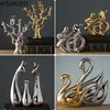 Modern Ceramic Animal Figurine Decorative Statue Deer Porcelain Figurine Home Desktop Decor Christmas Birthday Wedding Gift 210811