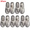 Man Women Portable Children Home Guest Disposable Slipper Map Print Closed Toe Spa Non Slip Party Practical Travel El Slippers