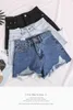 Dames Zomer Losse All-Match High-taille Casual Jeans met onregelmatige shorts Dames Jeans 210507
