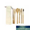Portable Flatware Travel Set Bamboo Cutlery Reusable Bambu Toothbrush Wooden Knife Fork Spoon Outdoor Tableware Camping Cutlery Factory price expert design