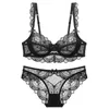 Style ABCDE Cup Bra Sets Ultra-Thin Transparent Flower High Quality Push Up Underwear Suit Plus Size Lingerie Trousers