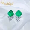 RealLytrust Fashion 99mm Square Synthesis Colombian Emerald Stud Earrings Silver 925 Jewelly Women Wedding Party 2106186271600