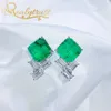 ReaLytrust Fashion 99mm Square Synthesis Colombian Emerald Stud Earrings Silver 925 Jewelly Women Wedding Party 2106184036075