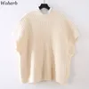Women Fashion Oversized Knitted Vest Sweater V Neck Sleeveless Side Vents Loose Female Waistcoat Chic Tops 210519
