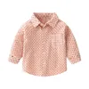 Mudkingdom meninos camisas manga longa moda lapela padrão de impressão crianças botão botão tops kids roupas 210615