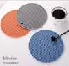 Round Heat Resistant Rubber Mat Cup Coasters Multifunction Anti slip Dish Drying Holder Mats Tableware Placemat Honeycomb Texture LLA7161