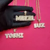 Vergrößerte kundenspezifische Buchstaben Anhänger ausgereift Zirkon Buchstaben Nekclace mit Seilketten-Choker für Frauen Hiphop-Halskette für den Mann 211123