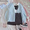 Japanse preppy stijl lente herfst dames trui blauw bearpink dier gebreide bovenkleding schattig kawaii mori meisje zoete vest 2105125219