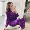 Womens Silk Satin Pajamas Pyjamas Set Long Sleeve Sleepwear Pijama Pajamas Suit Female Sleep Two Piece Set Loungewear Plus Size SH243f