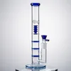 Vert Bleu Clair Narguilés 12 Pouces Tube Droit Bongs En Verre Triple BeeComb Perc Birdcage Percolateur Conduites D'eau 18mm Joint Huile Dab Rigs Avec Bol