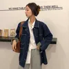 Damskie Casual Jean Płaszcze Jesieni Kobiety Luźne Vintage Niebieska Kurtka Dżinsowa Z Długim Rękawem Luźne Kobiece Dziewczyny Outwear Coats (78518) 210508