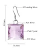 100% Real Silver 925 For Women Punk Pink Crystals Drop Earrings Square Gemstone Handmade Fashion Jewelry 2020