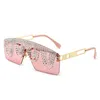 Sunglasses Luxury Oversized Rhinestone Women Diamond Tassel Ladies One-Piece Sun Glasses Big Frame Brand Designer Retro Eyewear