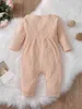 Baby Ruffle Trim Bow Front Half Button Jumpsuit SHE