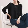 DEAT Plised T-shirt Kobiety Nieregularny Hem Okrągły Kołnierz Pełna Sweter Pullover Top Casual Styl Loose Lato Moda XQ373 210722